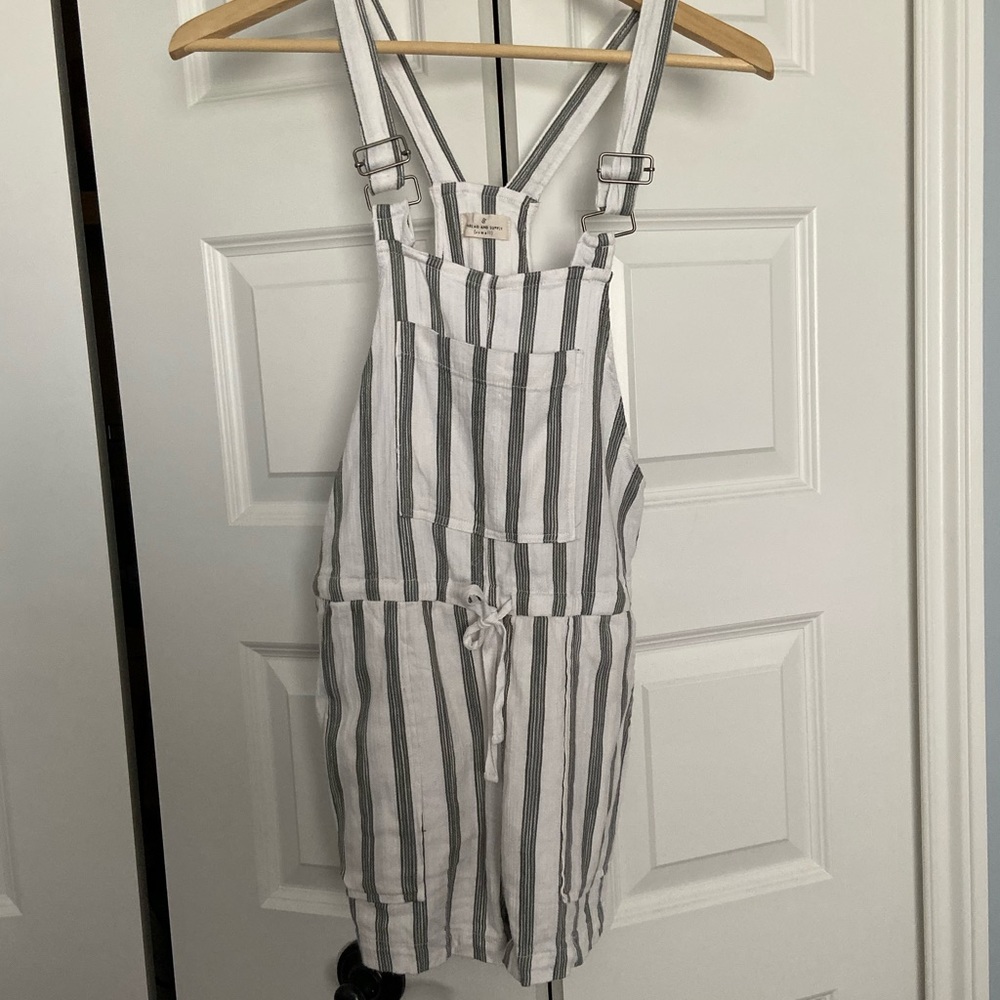 Striped overall shorts